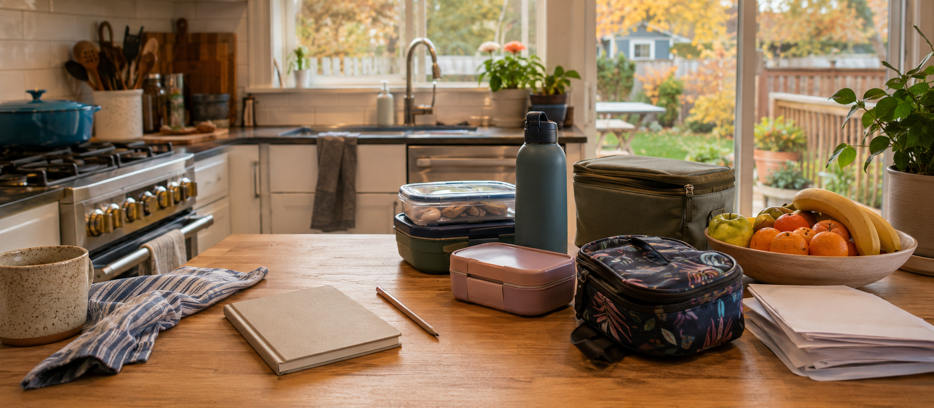 Education books and family planning notes arranged on a kitchen table, representing an RESP review before payment or plan closure.